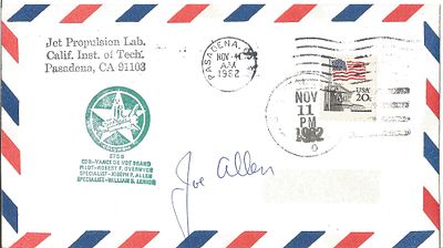 Astronaut Joe Allen signed Space Shuttle Columbia STS-5 FDC PM Pasadena NOV H AM 1982.
