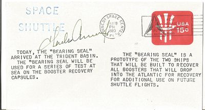 Astronaut Charles "Pete" Conrad Jr. signed Space Shuttle envelope PM Kennedy Space Center FL 