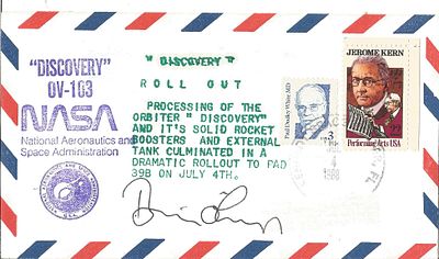 Astronaut Brian O'Leary signed Space Shuttle "Discovery" OV-103 NASA FDC PM Kennedy Space 