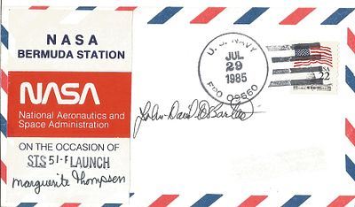 Astronaut John-David Francis Bartoe signed NASA Bermuda Station STS 51 Launch Envelope PM US 
