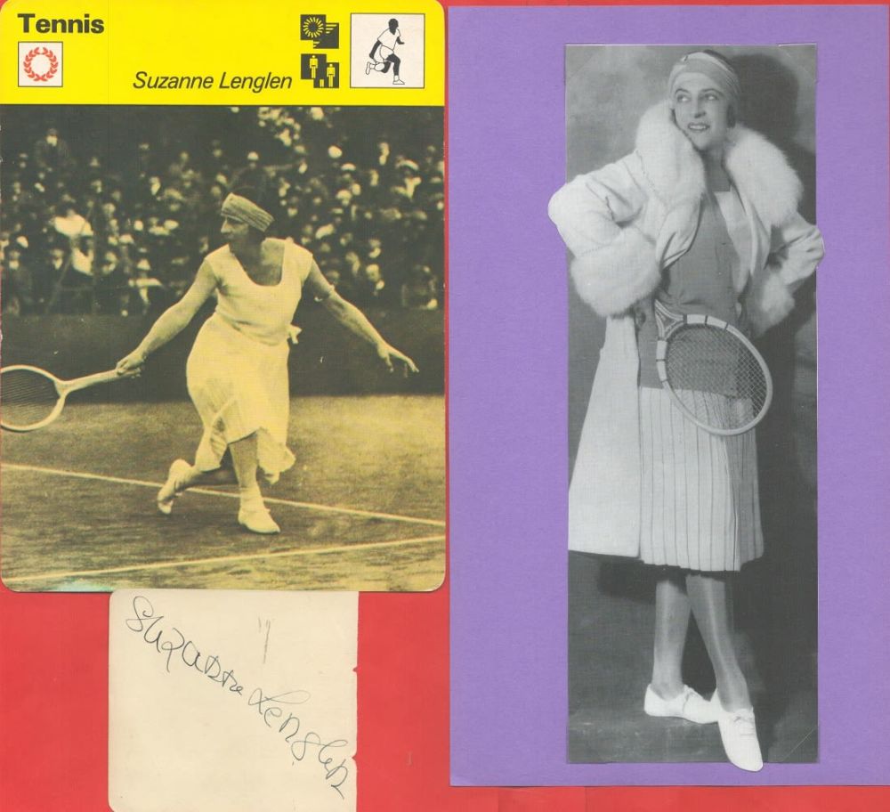 Lot 72: Tennis Suzanne Lenglen signed 3x3 album page lot...