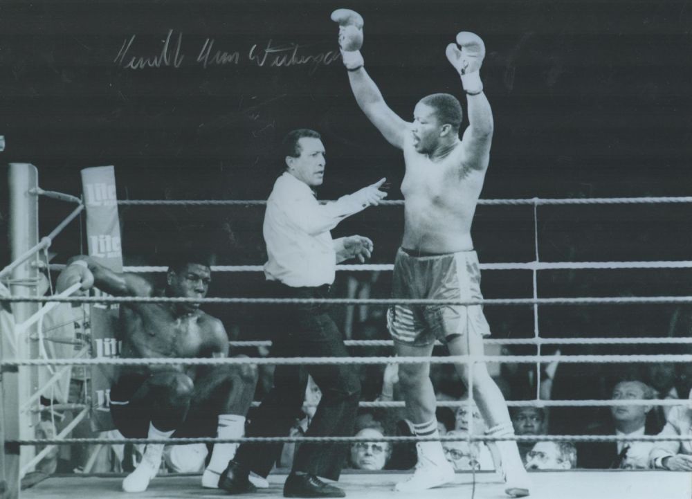 Lot 85: Boxing Tim Witherspoon signed 16x12 black and white...