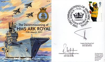 Commander RJA Bellfield and Captain J Kyd signed, The decommissioning of HMS Ark Royal, stamped 