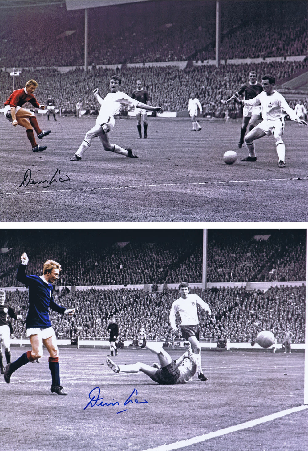 Lot 123: Autographed DENIS LAW 16 x 12 photo -...