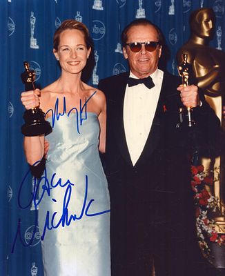 Jack Nicholson and Helen Hunt signed 10x8inch colour photo.