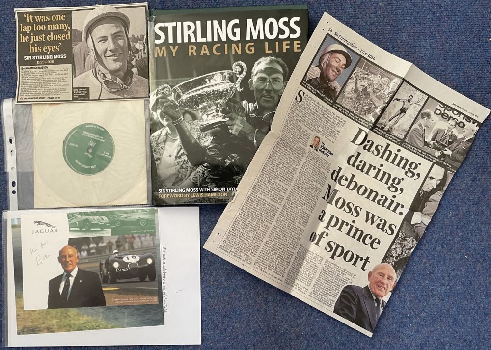 Lot 148: Motor Racing Legend Stirling Moss Collection of Signed...