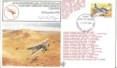 Captain David Legge signed 60th Anniversary of the Queensland and Northern Territory Aerial 