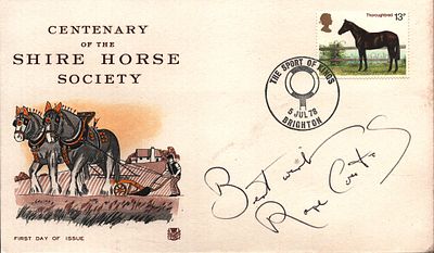 Ralph Coates signed FDC. Centenary of The Shire Horse Society. Single stamp plus Single post 