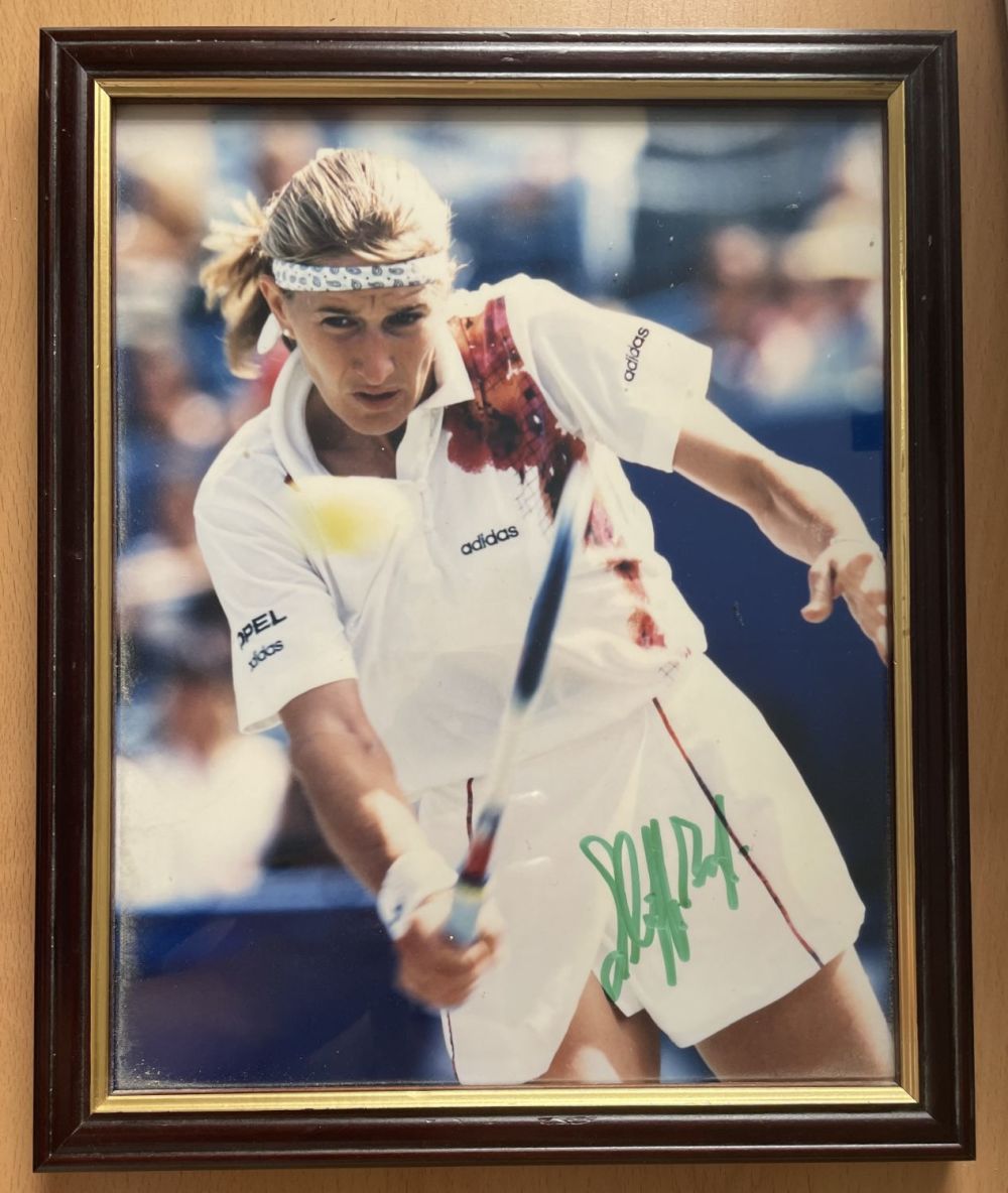 Lot 174: Steffi Graf 9x11 overall size mounted and framed...