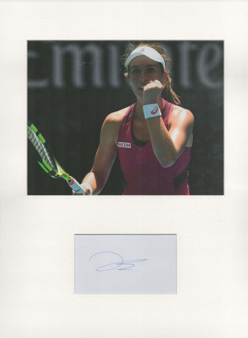 Lot 181: Johanna Konta 16x12 overall size mounted signature piece....