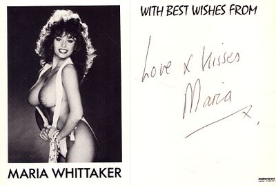 Maria Whittaker signed risqu&eacute; promo card, 6x4inches.