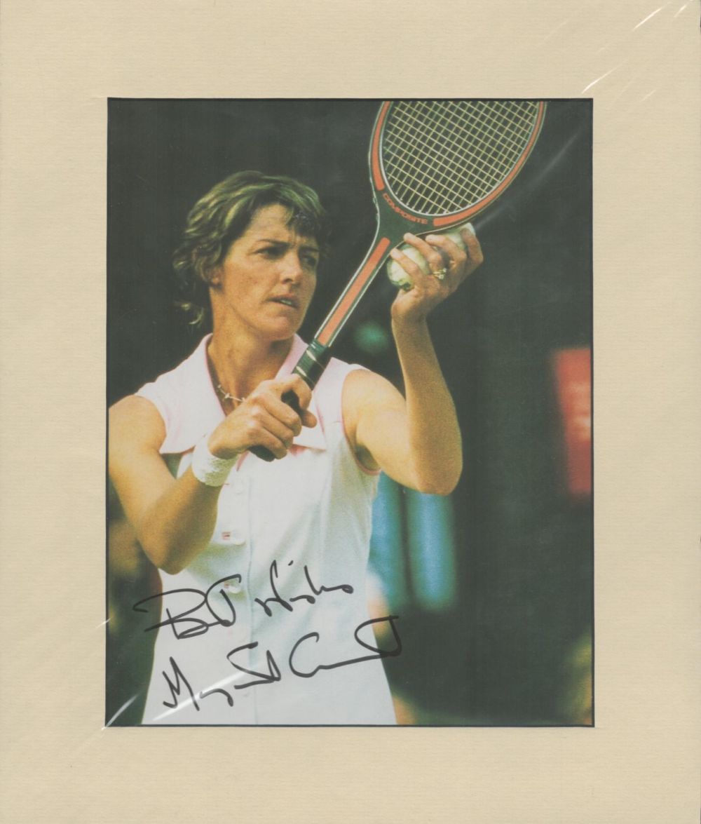 Lot 189: Margaret Court 10x12 overall size mounted signature piece....