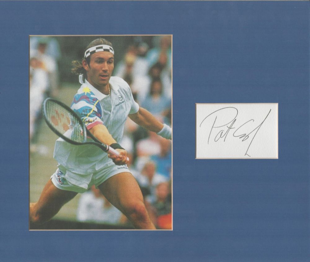 Lot 190: Pat Cash 10x12 overall size mounted signature piece....