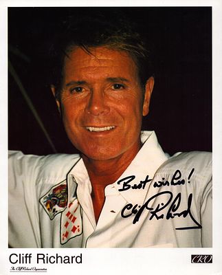 Cliff Richard signed 10x8inch colour photo.
