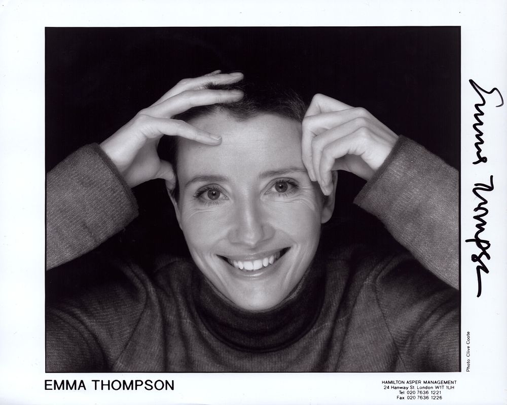 Lot 159: Emma Thompson signed 10x8inch black and white photo.