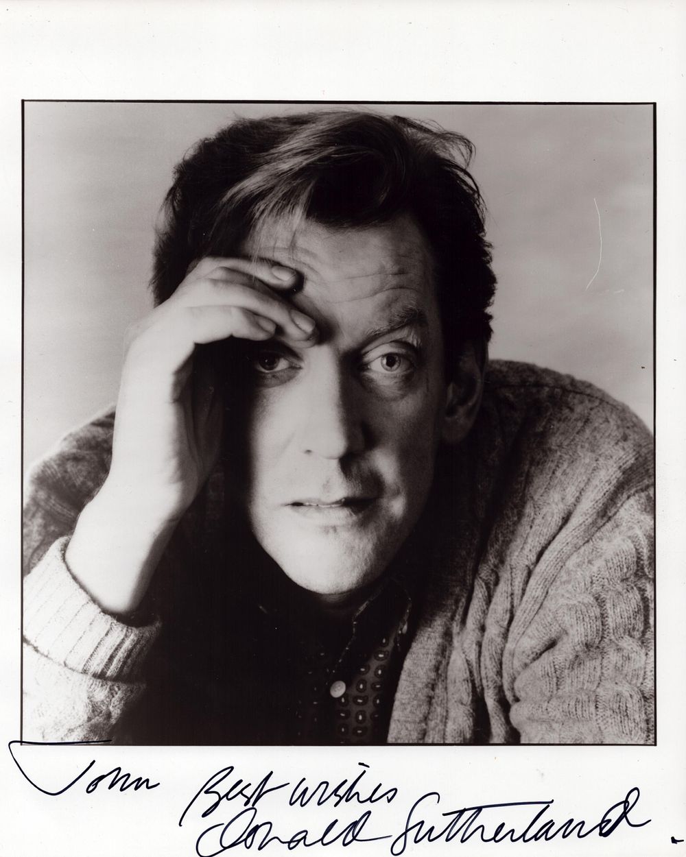 Lot 160: Donald Sutherland signed 10x8inch black and white photo....
