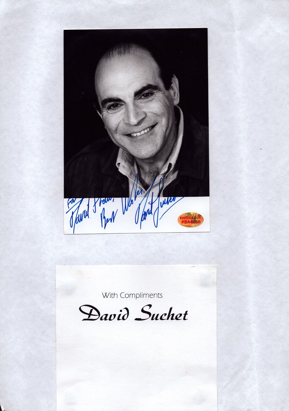 Lot 165: David Suchet signed 6x4inch black and white photo....