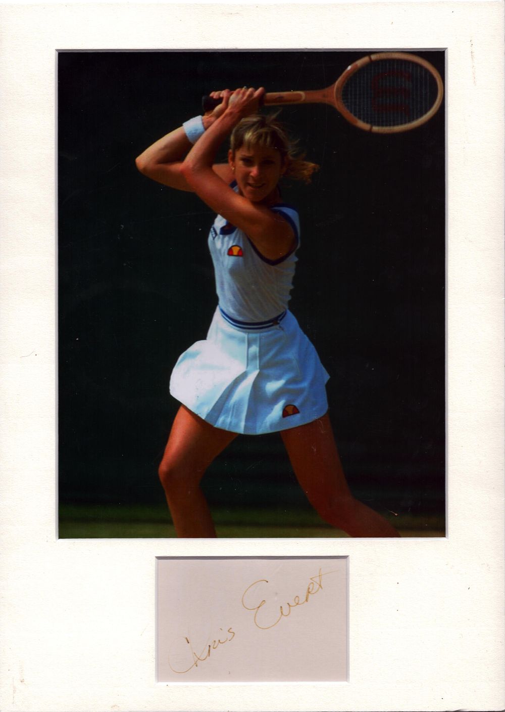 Lot 181: Chris Evert signature mounted signature piece below colour...