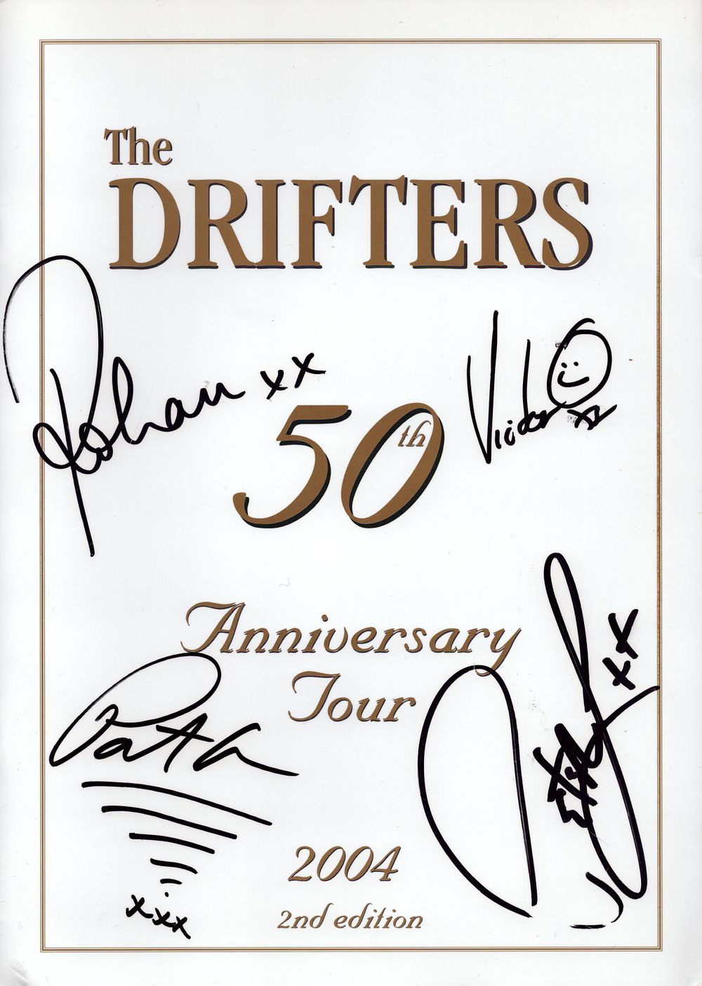 Lot 182: The Drifters signed 50th anniversary tour 2004 programme....