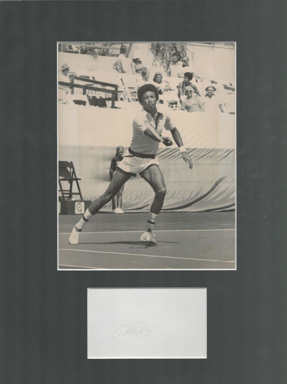 Lot 204: Arthur Ashe 16x12 overall size mounted signature piece....