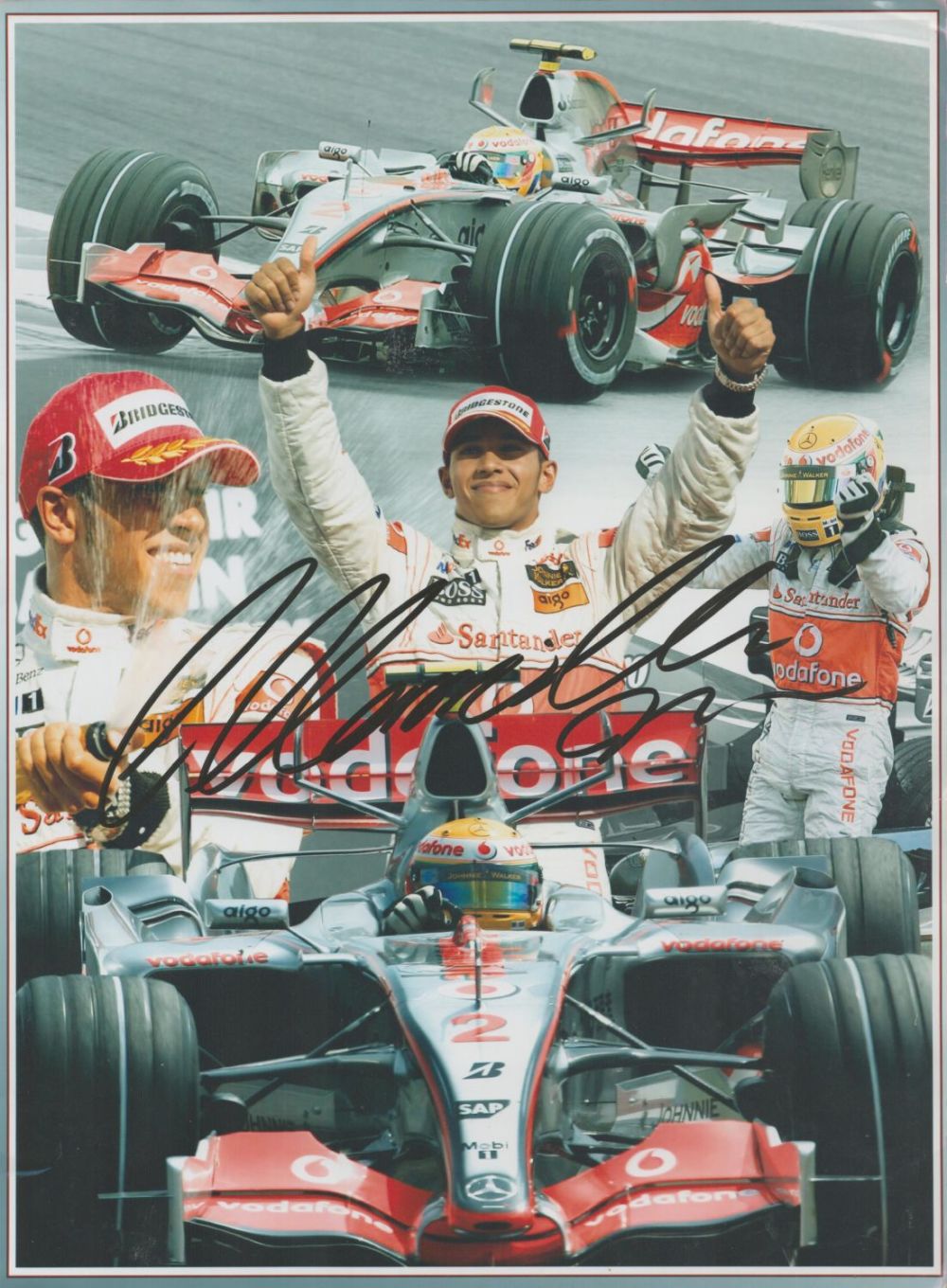 Lot 205: Lewis Hamilton signed 12x9 montage photo. Hamilton MBE...