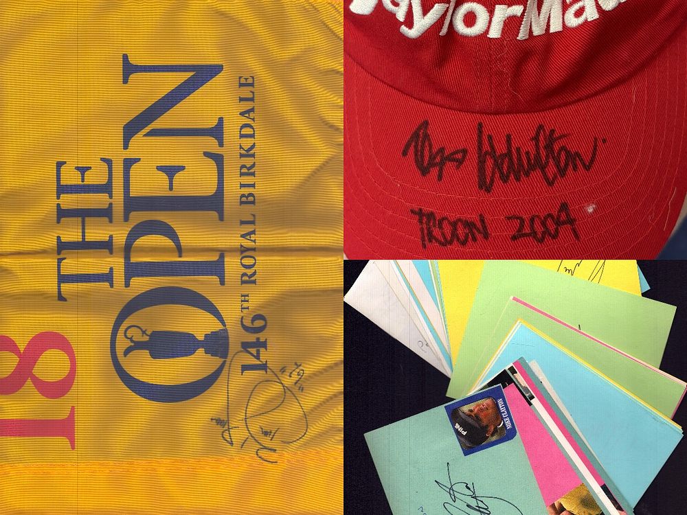 Lot 196: Golfing greats signed collection. Includes open flag signed...