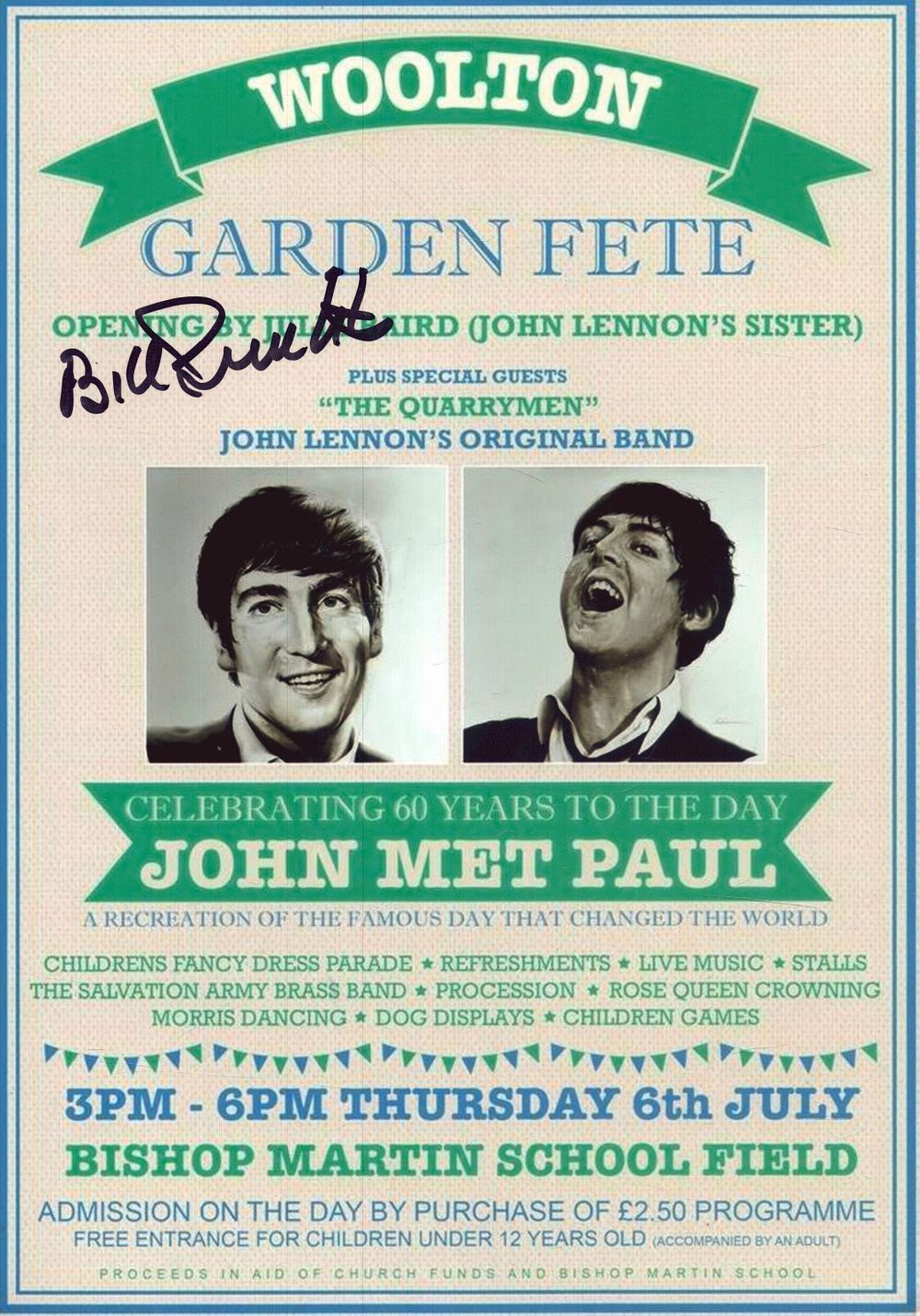 Lot 214: Bill Smith signed printed poster 10x7inch.