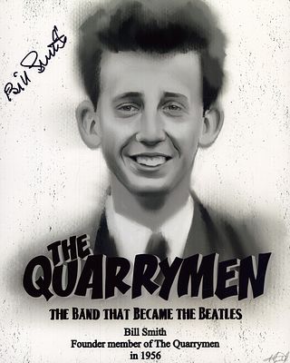 Bill Smith signed The Quarrymen poster10x8inch photo black and white.