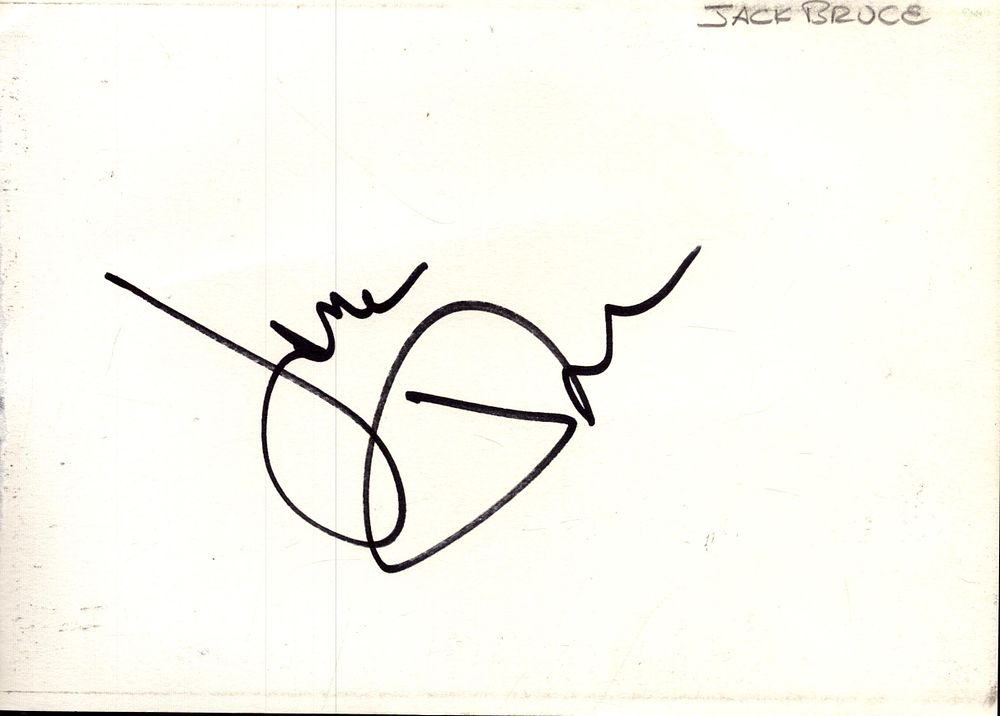 Lot 223: Jack Bruce signed signature piece.
