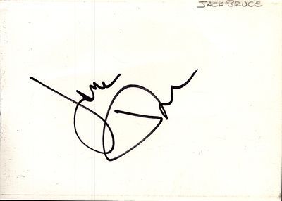 Jack Bruce signed signature piece.