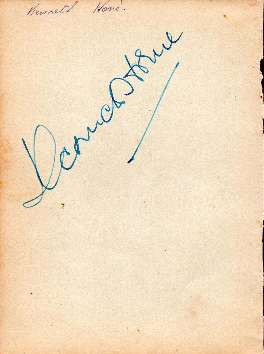 Lot 234: Signature card from Kenneth Horne.