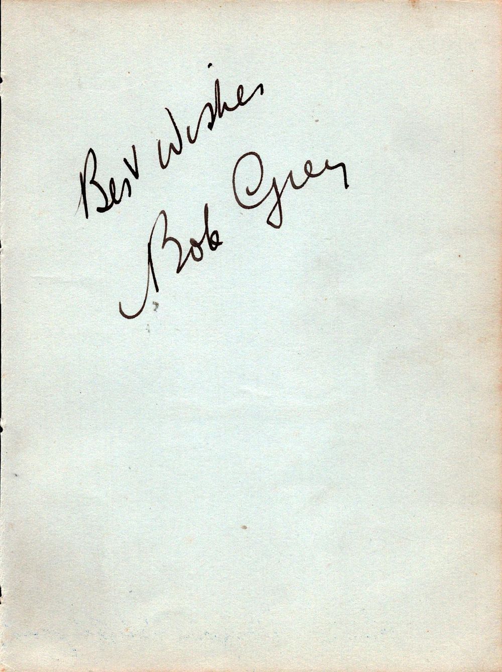 Lot 244: Signature card from Bob Grey.