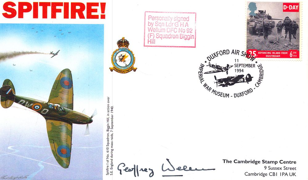 Lot 276: G H A Wellum signed Spitfire! FDC stamped...