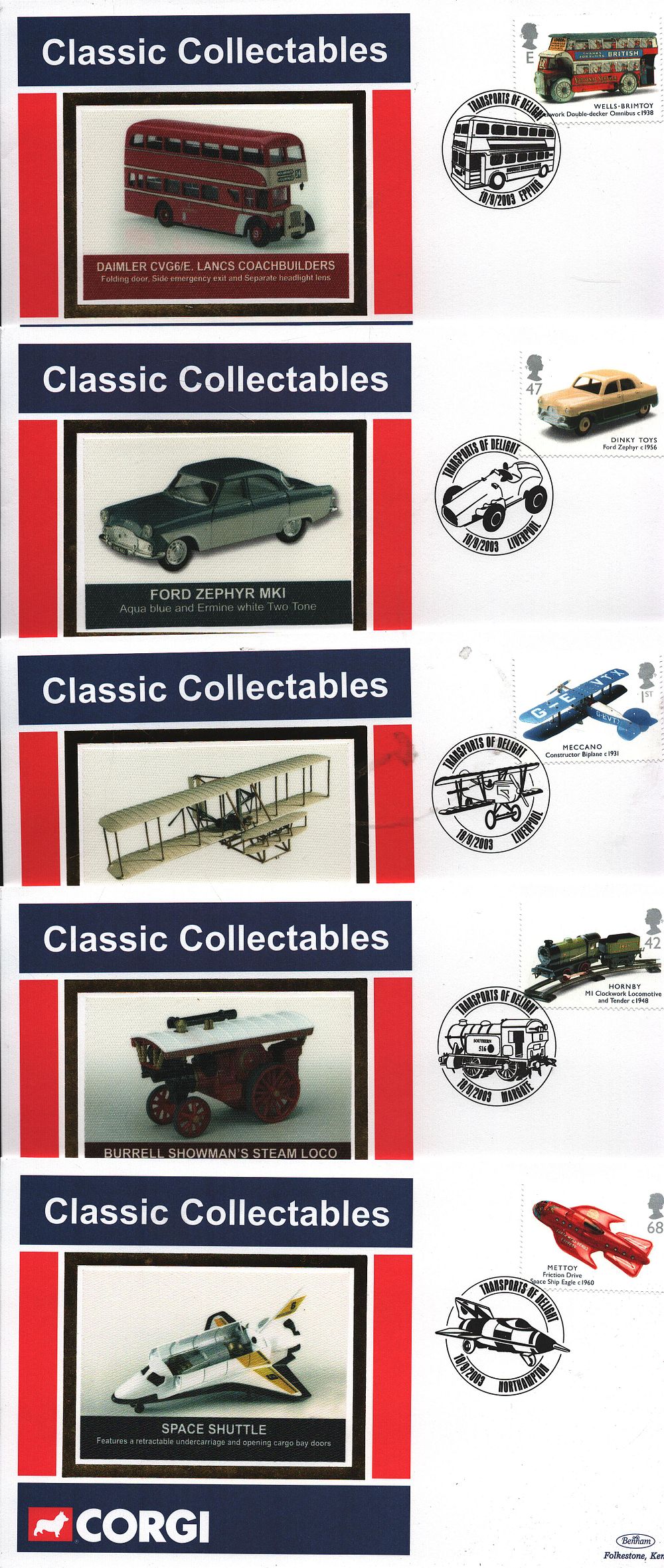 Lot 320: FDC's Collection (5) Unsigned. Classic Collectables, Space Shuttle,...