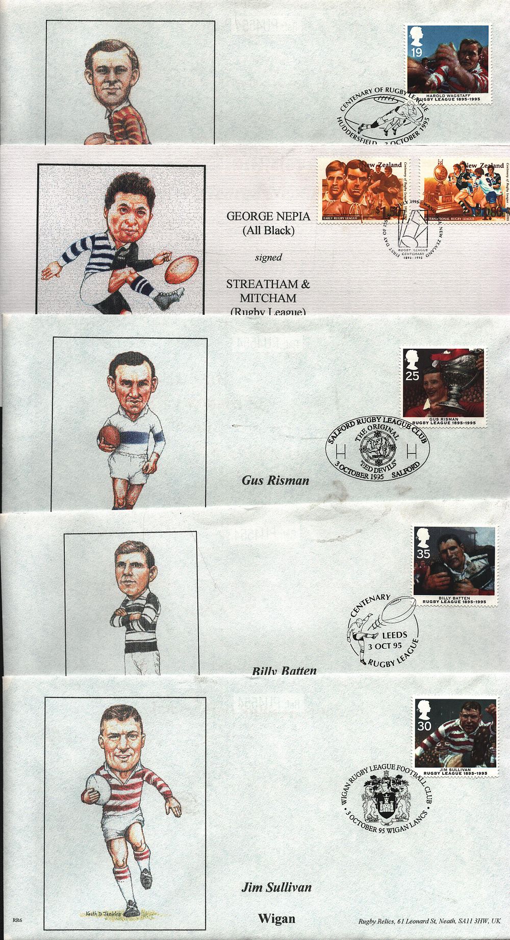 Lot 321: FDC's Collection (5 plus) Unsigned. 'Rugby League'. Jim...