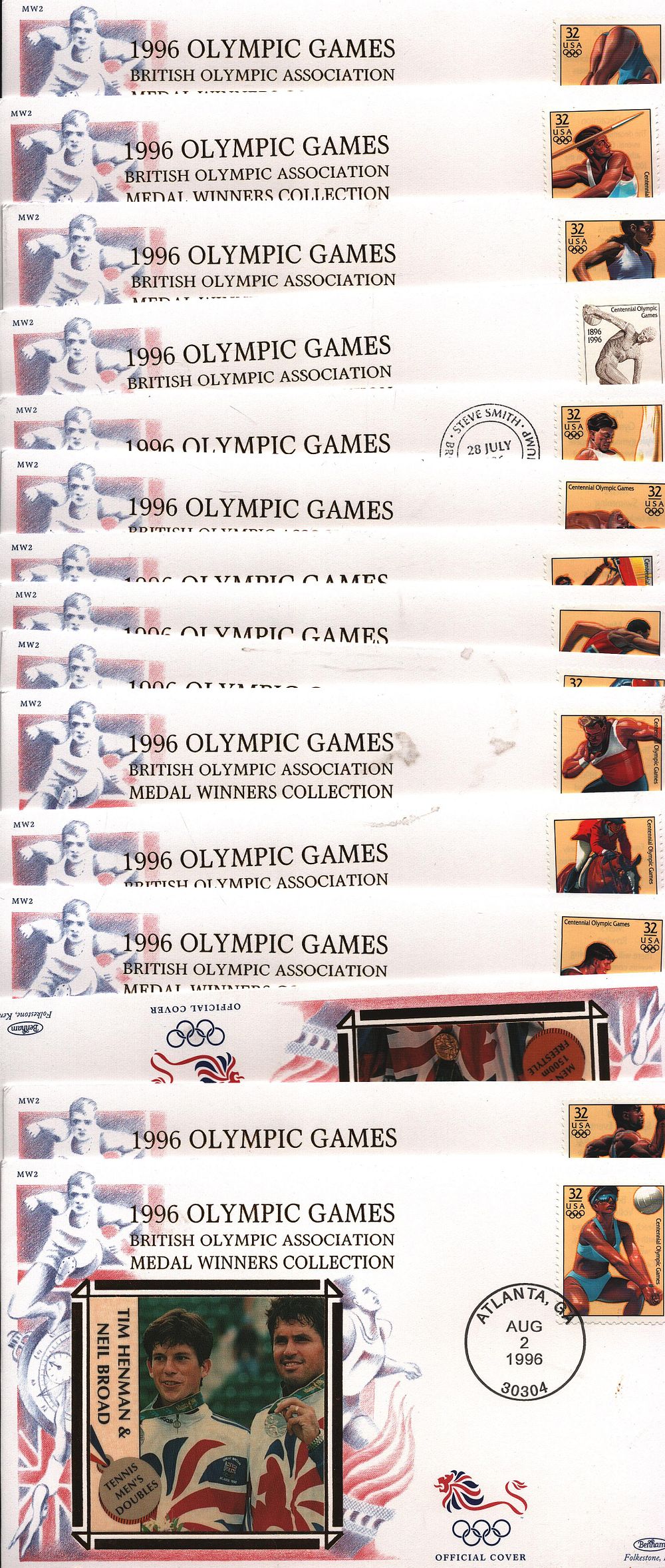 Lot 322: FDC's Collection (10 plus) Unsigned. '1996 Olympic Games...
