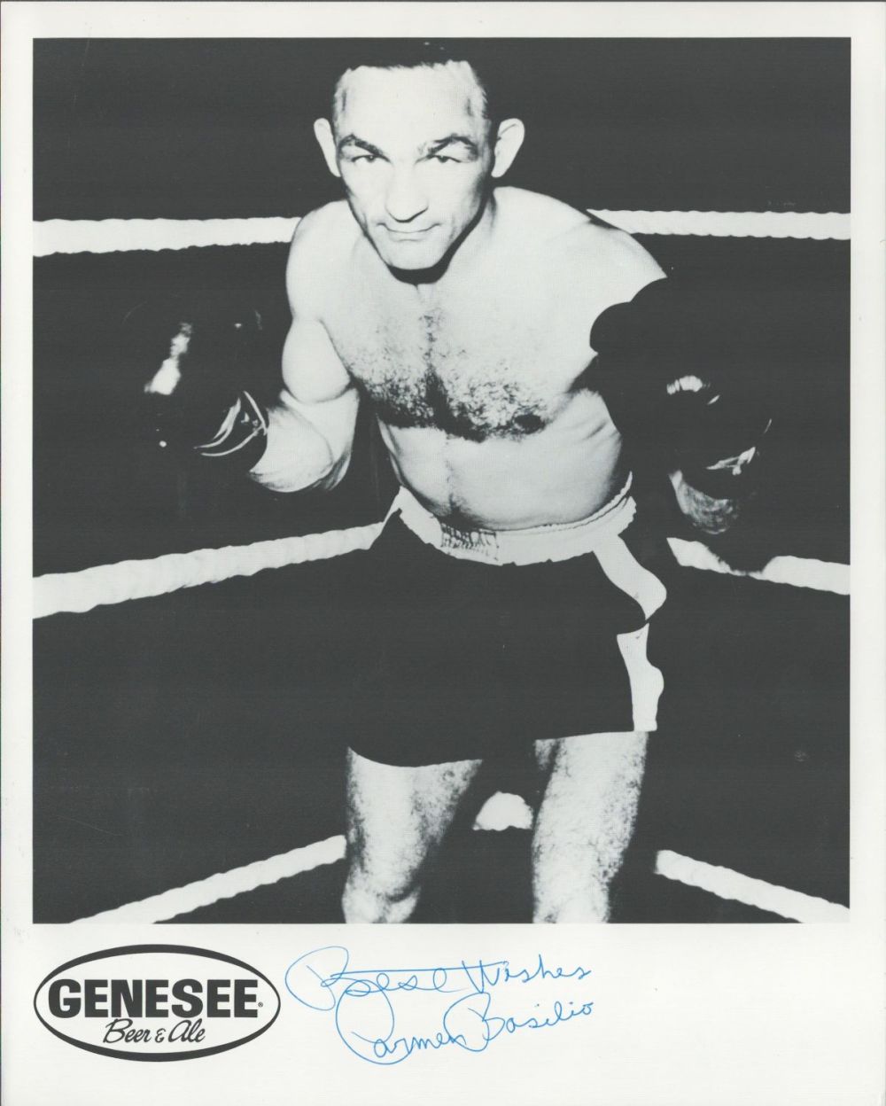 Lot 219: Boxing Carmen Basilio signed 10x8 black and white...