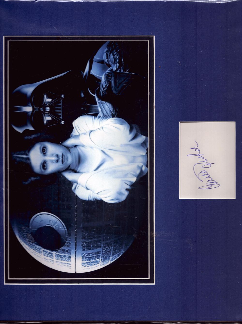 Lot 353: Carrie Fisher signed mounted picture with signature piece,...