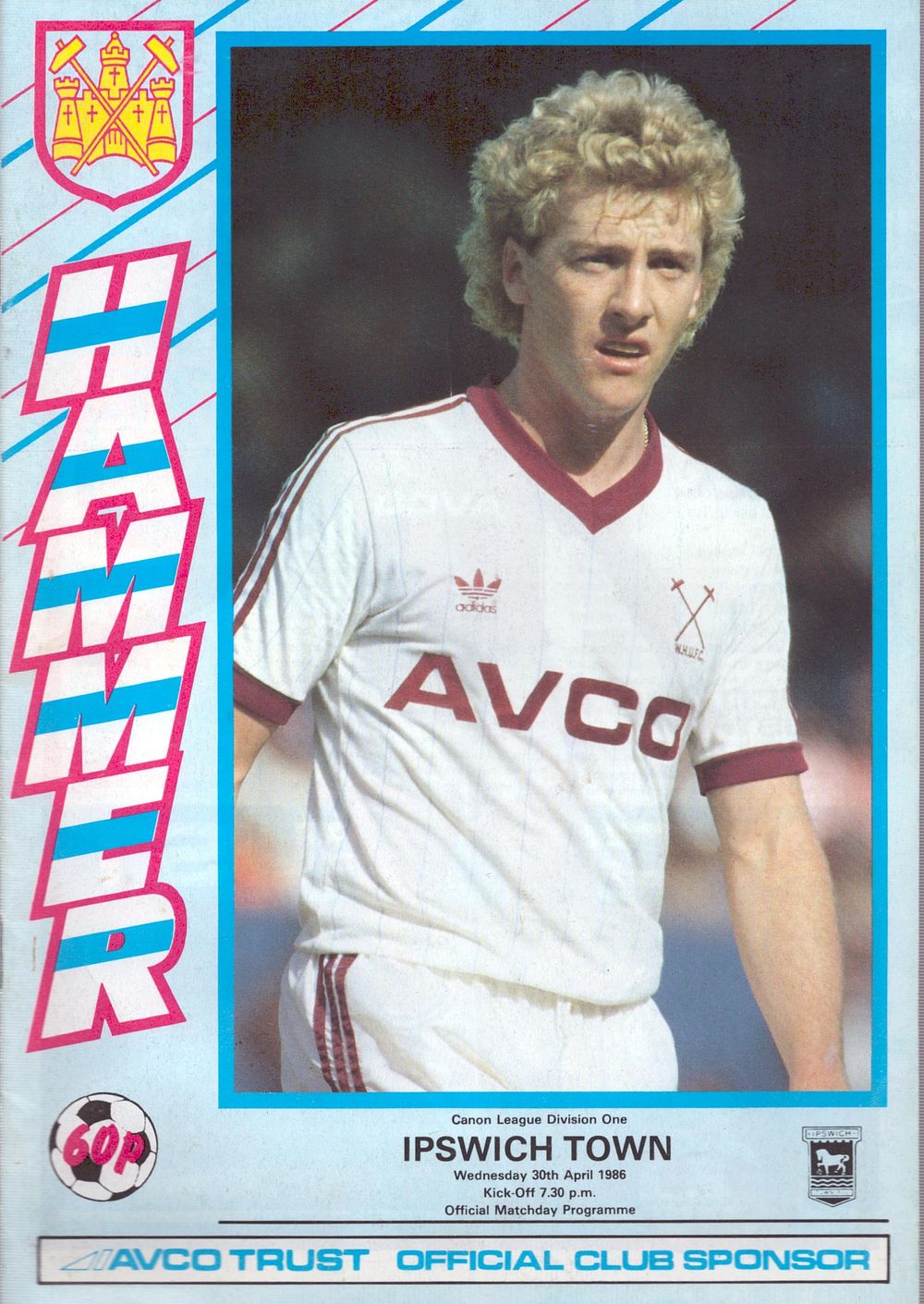 Lot 405: West Ham v Ipswich Town official programme 1986.