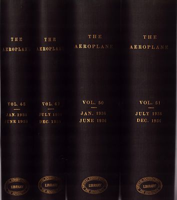 Collection of 4 hardback books 'The Aeroplane' Volumes 48 (January 1935-June 1935), 49 (July 
