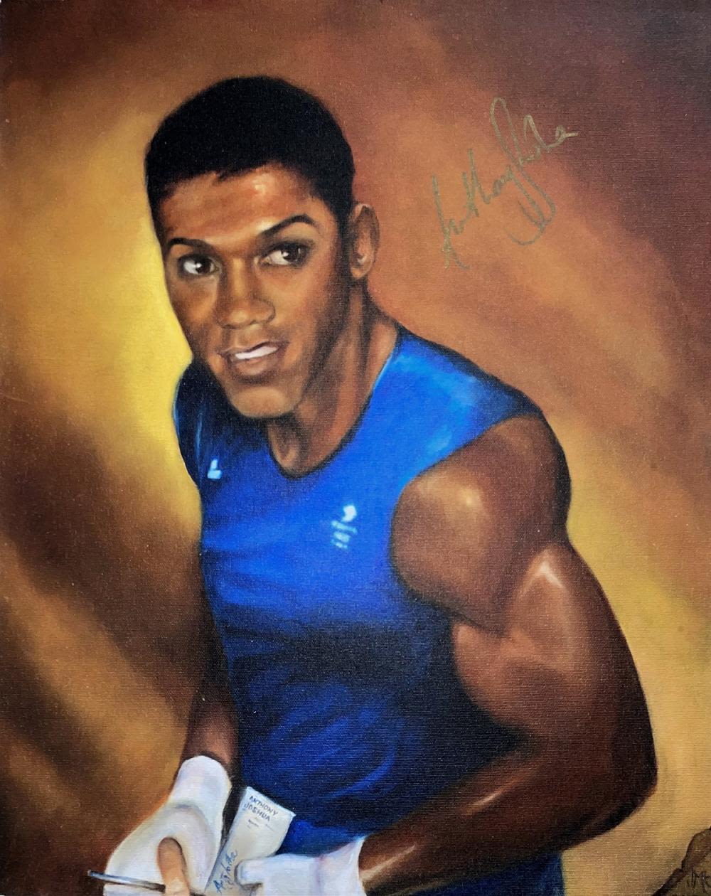 Lot 237: Boxing, Anthony Joshua Signed Fine Art Canvas 19x15...