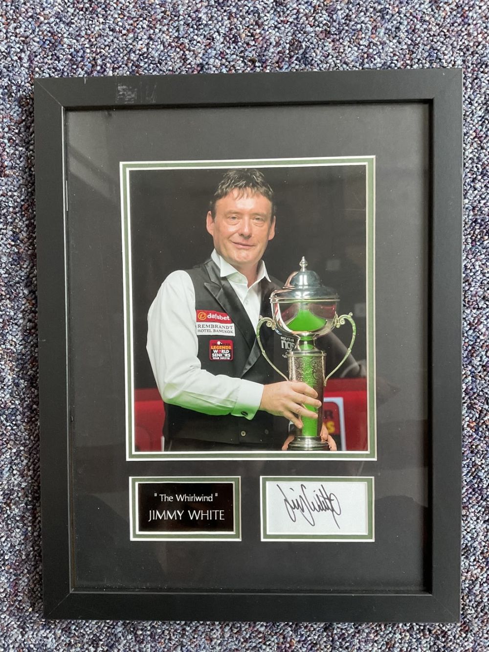 Lot 248: Snooker Jimmy Whirlwind White 18x14 mounted and framed...