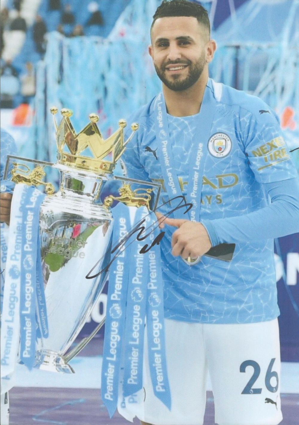 Lot 315: Football Man City Star Riyad Mahrez Signed 12x8...