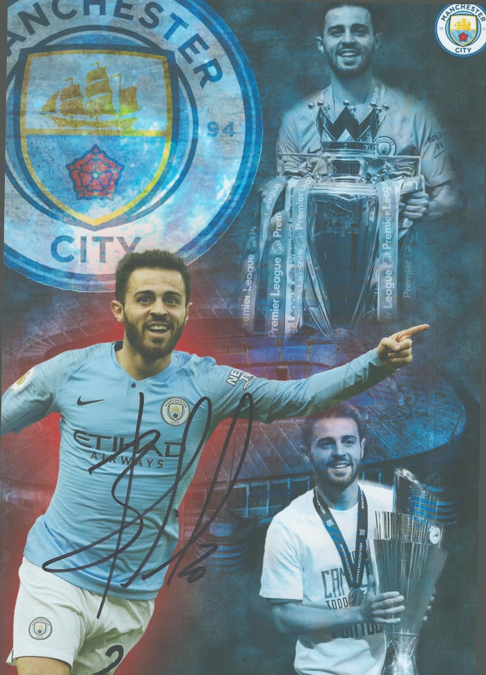 Lot 325: Football Man City Star Bernardo Silva Signed 12x8...