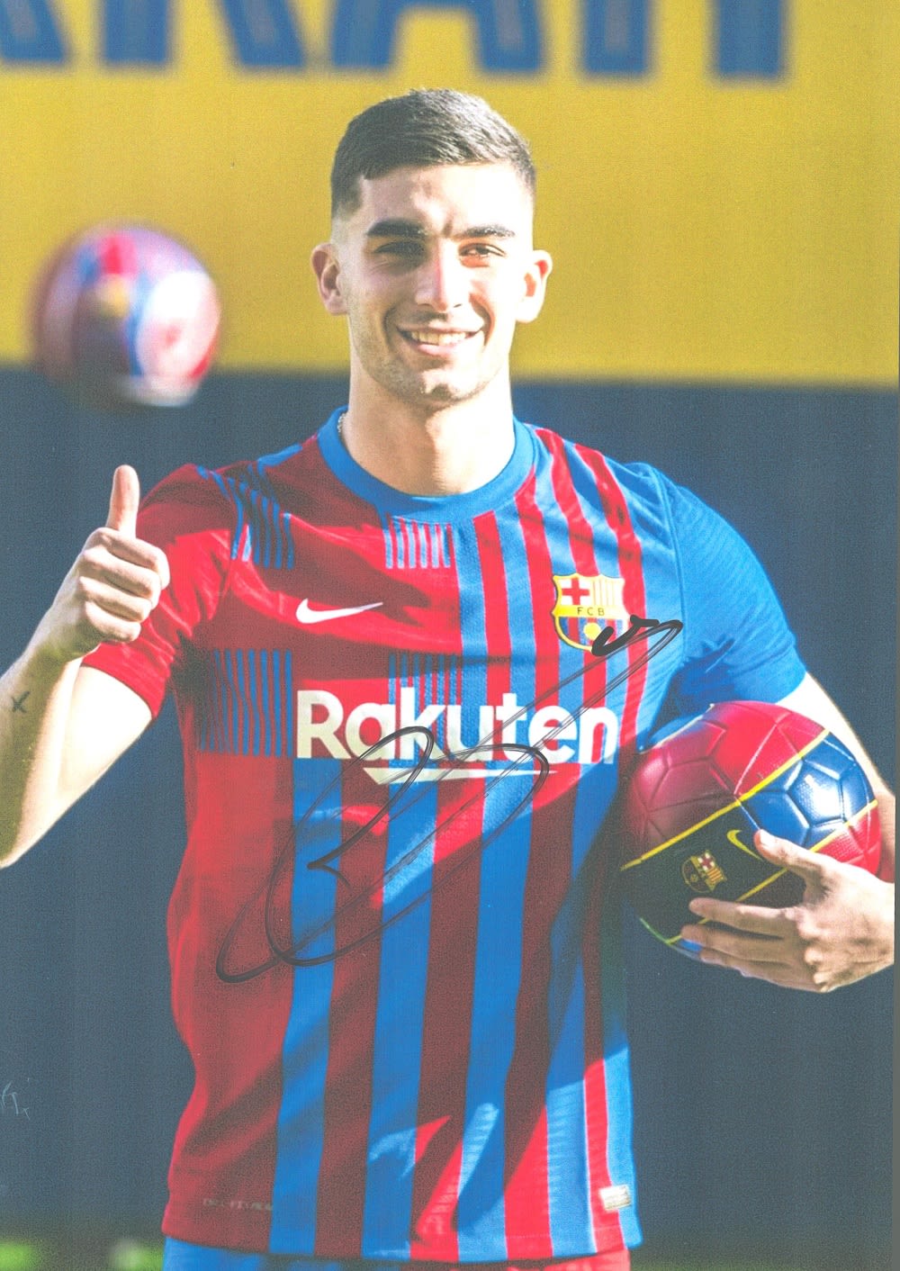Lot 337: Football Ferran Torres Signed 12x8 inch Barcelona FC...