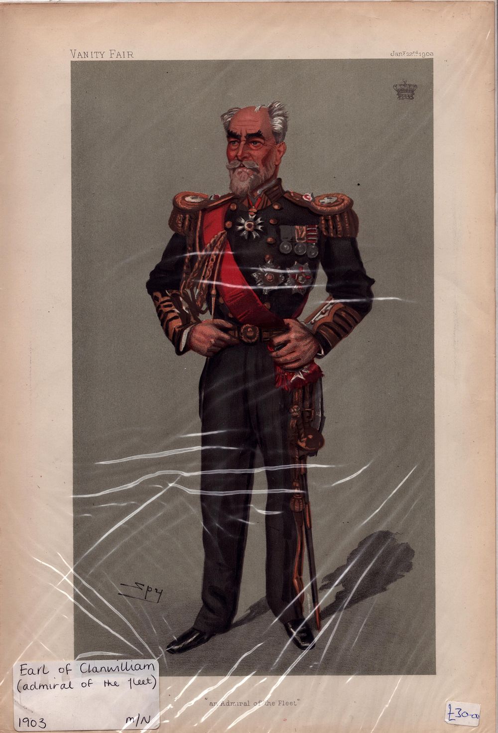 Lot 154: Earl of Clanwilliam Vanity Fair cartoon 'An Admiral...