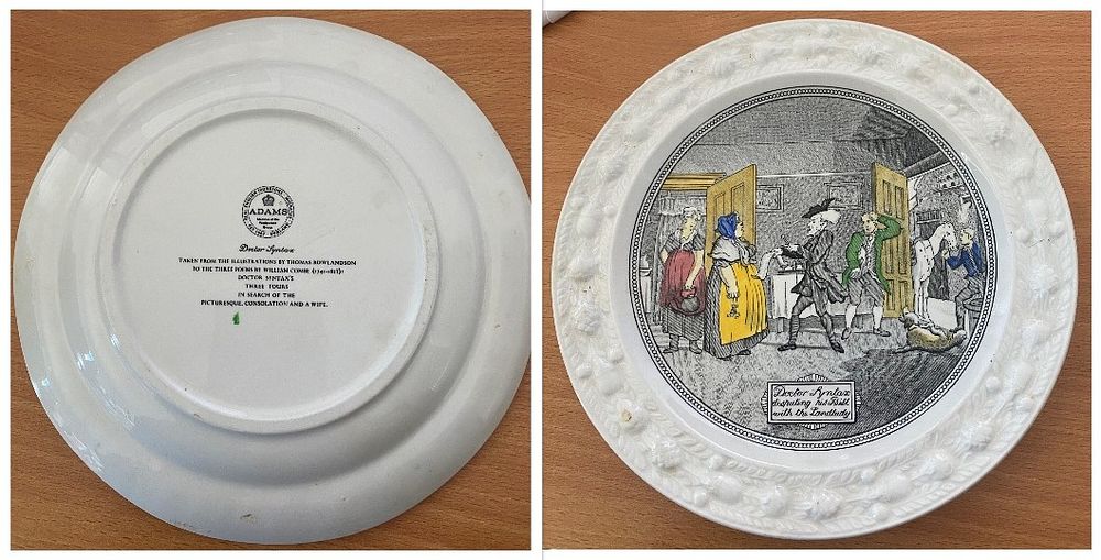 Lot 193: 2 9inch round plates with coloured illustration labelled...