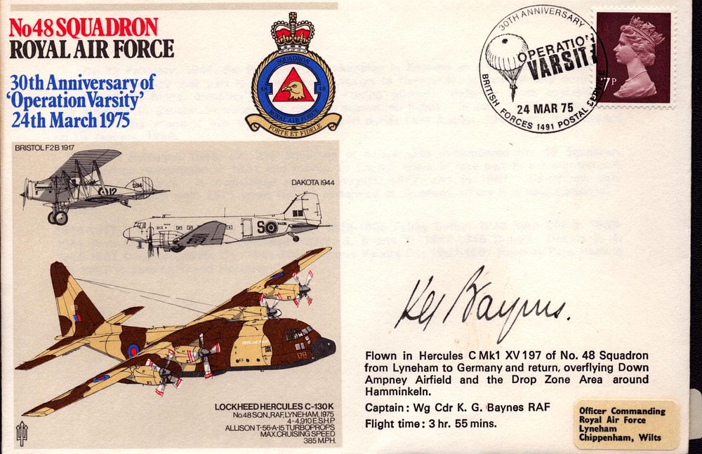 Lot 176: Wg Cdr K G Baynes signed cover No...