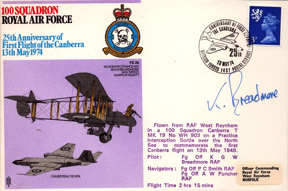 Lot 182: Flying Officer K G W Breadmore signed cover...