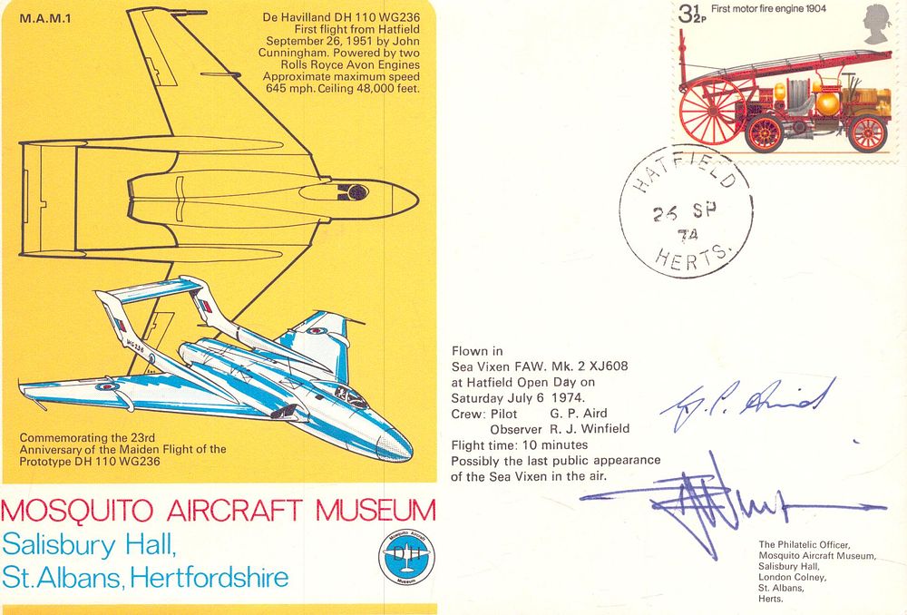 Lot 203: G.P Aird and another signed Mosquito Aircraft Museum,...